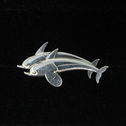 Vintage Mid Century Georg Jensen Denmark Solid Sterling Silver Dolphin Brooch
