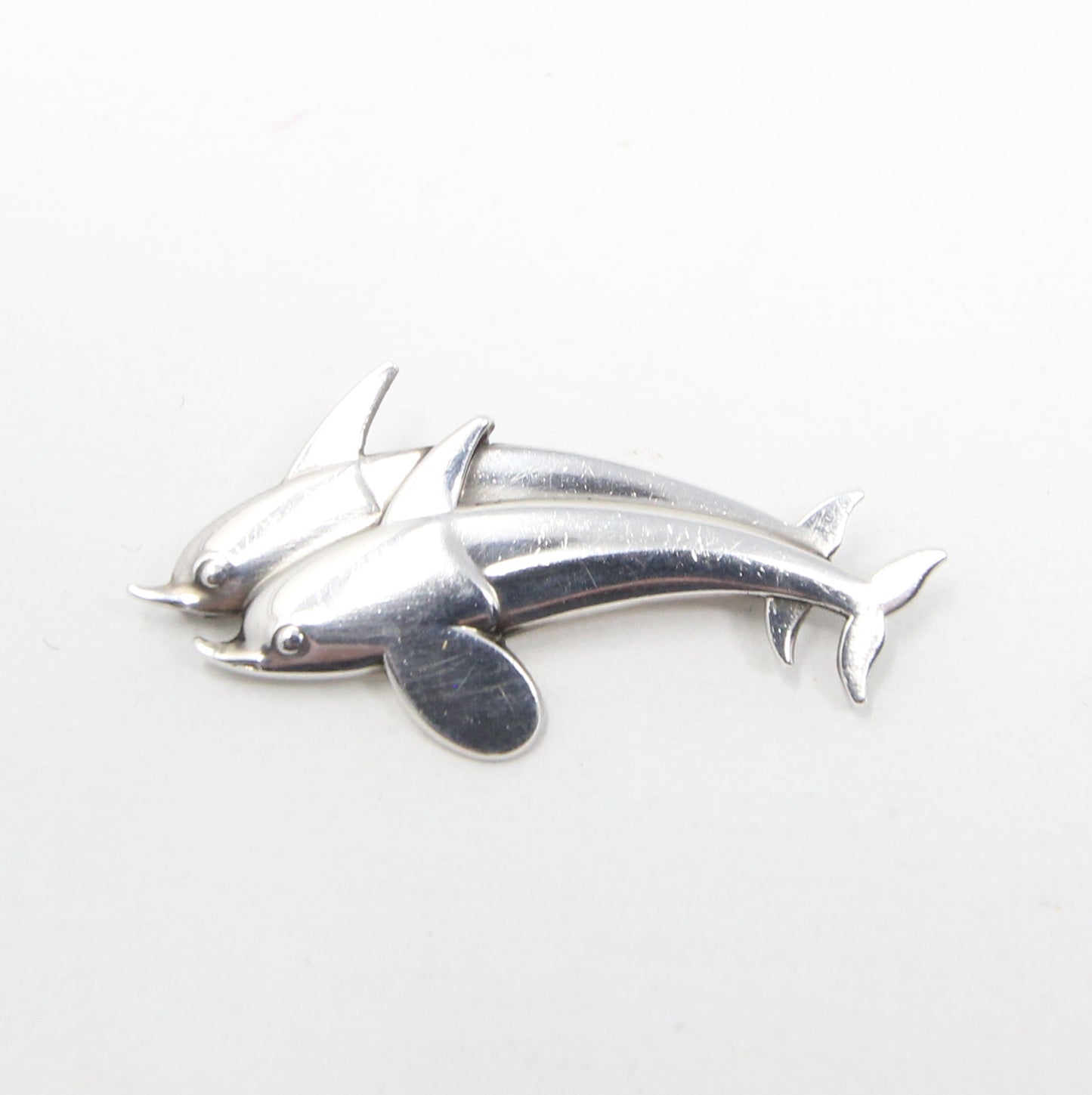 Vintage Mid Century Georg Jensen Denmark Solid Sterling Silver Dolphin Brooch