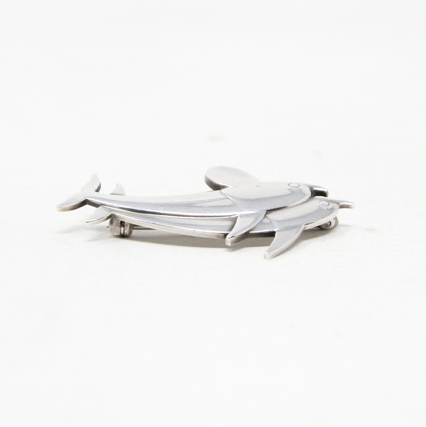 Vintage Mid Century Georg Jensen Denmark Solid Sterling Silver Dolphin Brooch