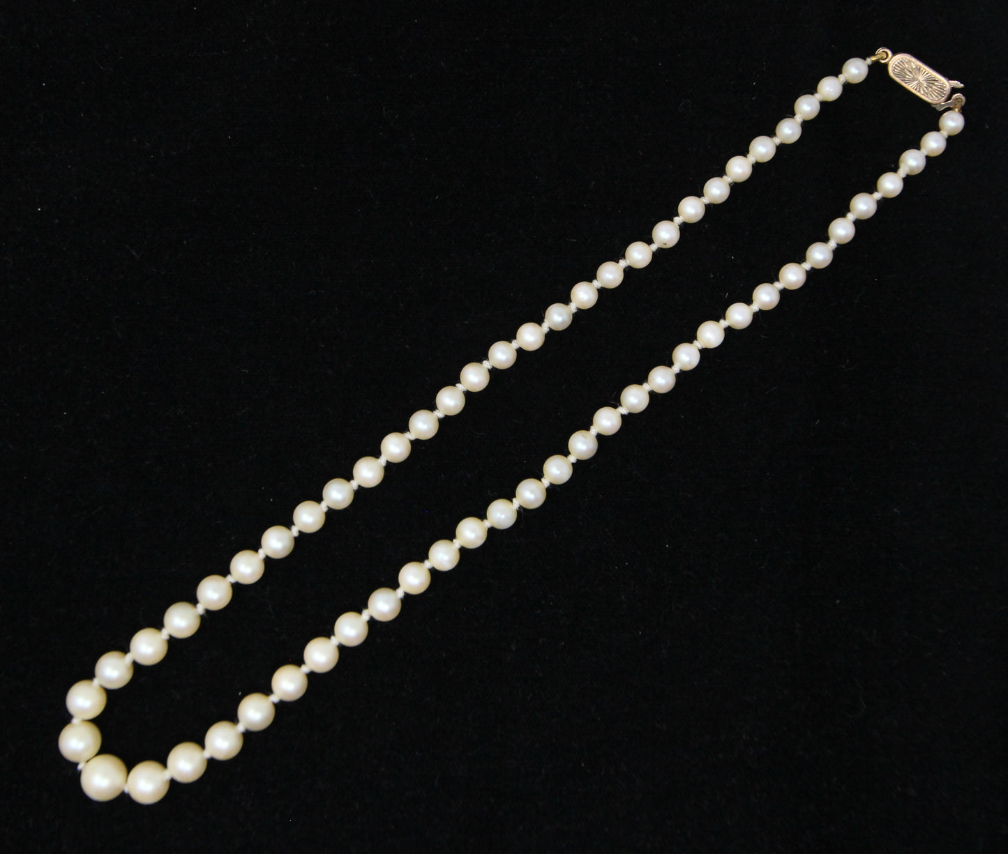 Vintage Lotus 1975 Hallmarked Solid 9ct 9k Gold Clasp Knotted Cultured Pearl Necklace 16''