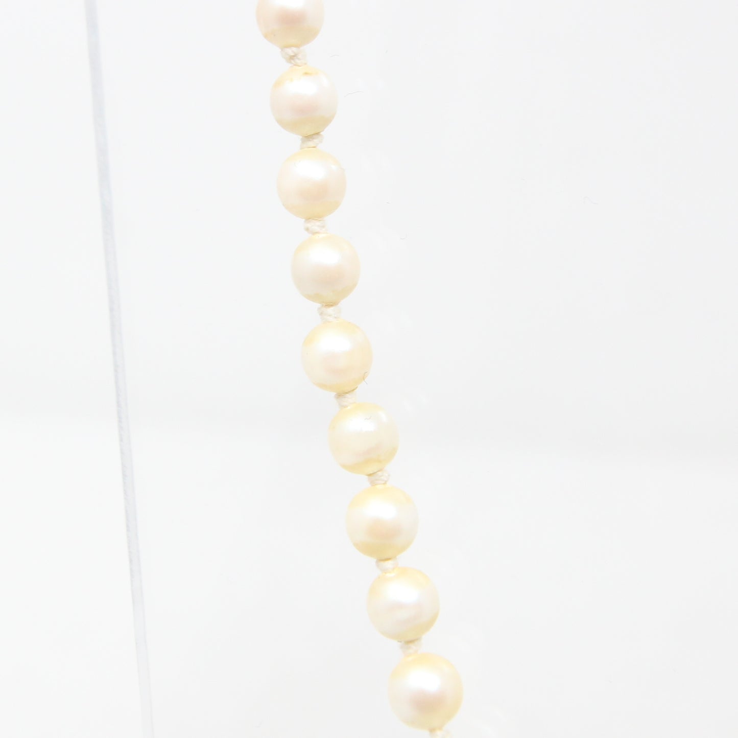 Vintage Lotus 1975 Hallmarked Solid 9ct 9k Gold Clasp Knotted Cultured Pearl Necklace 16''
