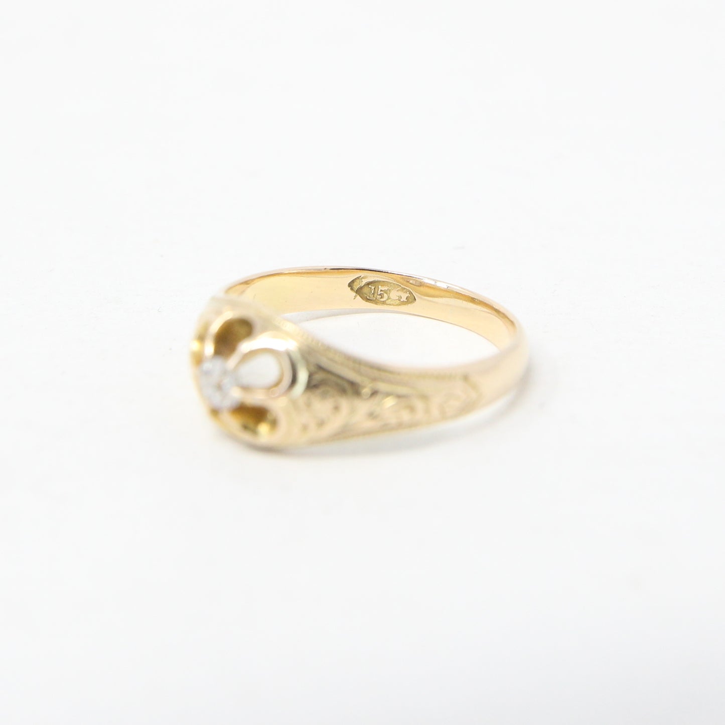 Antique Victorian Hallmarked Solid 15ct 15k Gold Diamond Belcher Daisy Ring Size L
