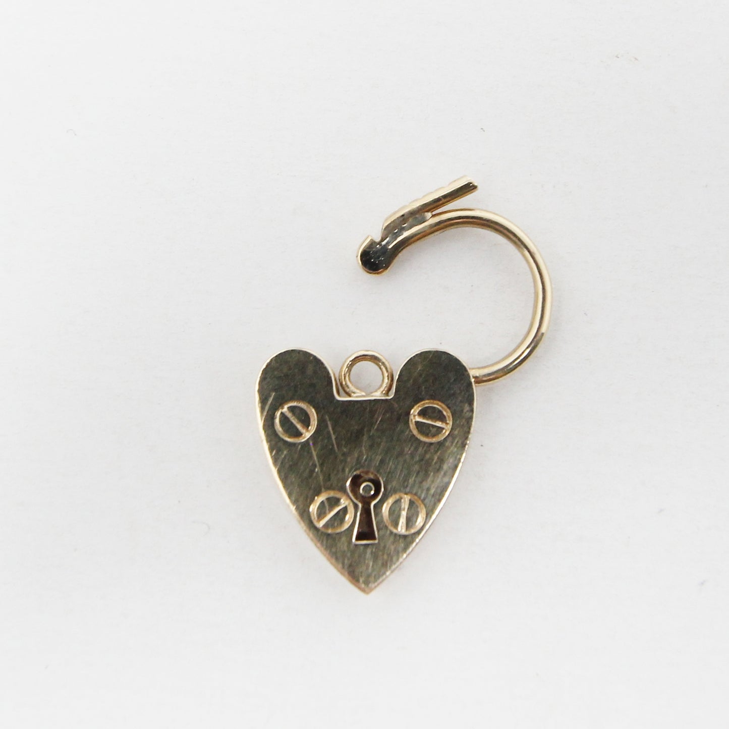 Vintage 1985 English Hallmarked Solid 9ct Gold Large Heart Padlock Pendant 3g