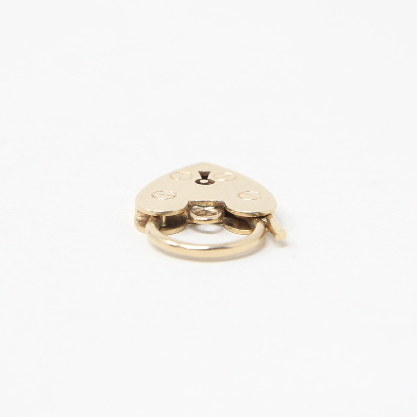 Vintage 1985 English Hallmarked Solid 9ct Gold Large Heart Padlock Pendant 3g