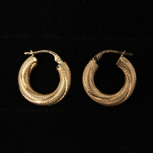 Vintage Unoaerre Hallmarked Solid 9ct 9k Gold Honeycomb Chunky Hoop Earrings Hoops