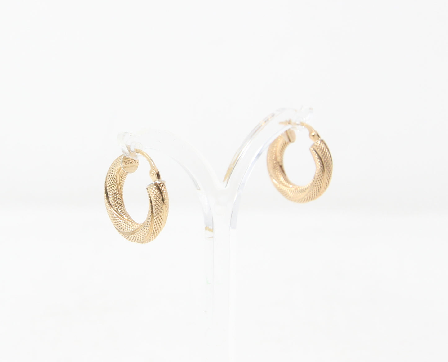 Vintage Unoaerre Hallmarked Solid 9ct 9k Gold Honeycomb Chunky Hoop Earrings Hoops