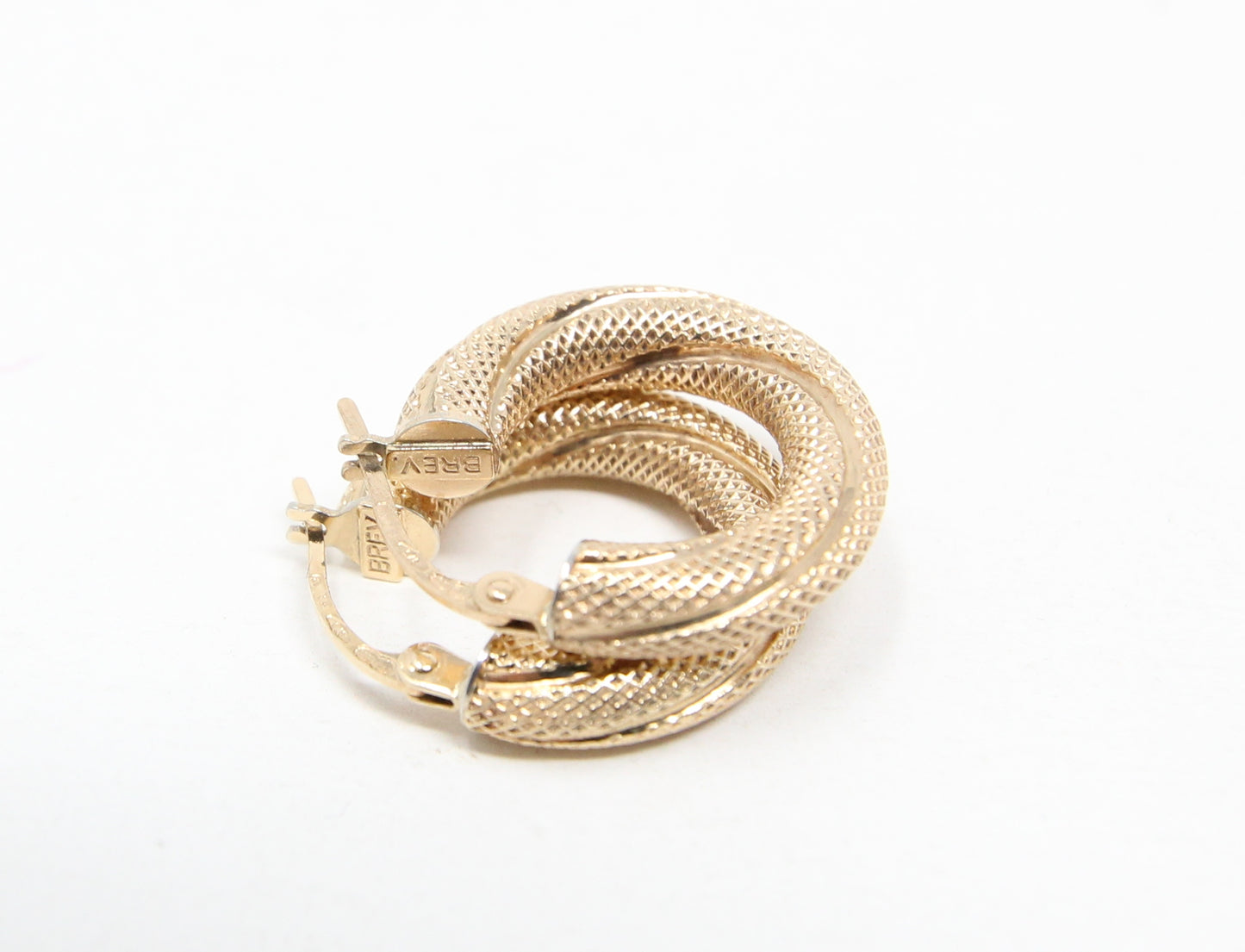 Vintage Unoaerre Hallmarked Solid 9ct 9k Gold Honeycomb Chunky Hoop Earrings Hoops