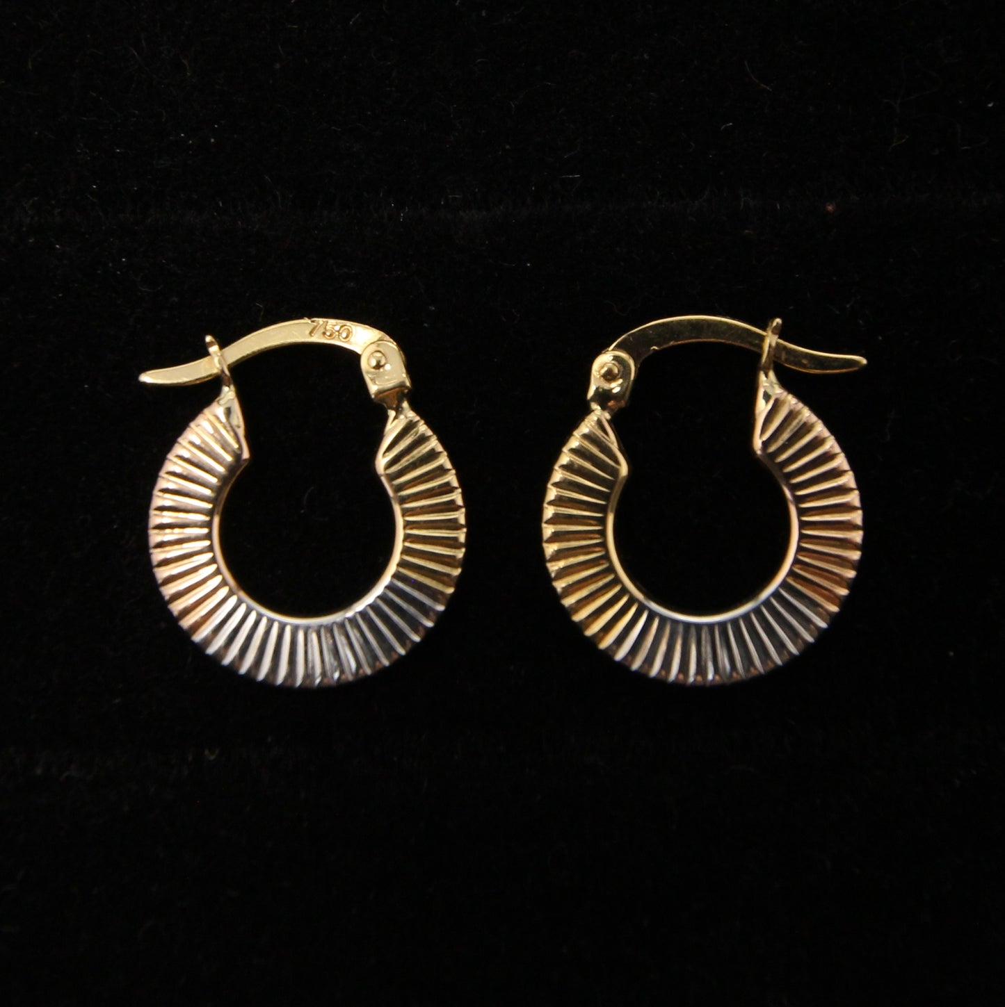 Vintage Hallmarked Solid 18ct 18k Gold Tri Colour Reversible Hoop Earrings Hoops