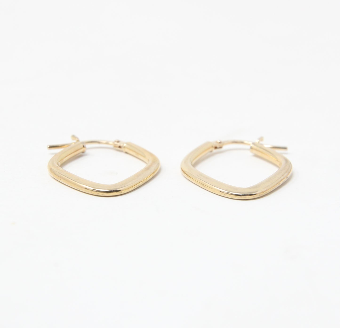 Vintage Italy Hallmarked Solid 9ct 9k Gold Diamond Hoop Earrings Hoops