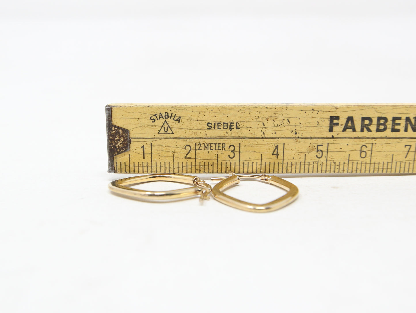 Vintage Italy Hallmarked Solid 9ct 9k Gold Diamond Hoop Earrings Hoops