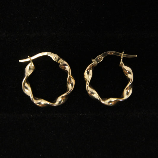 Vintage Hallmarked Solid 9ct 9k Gold Twisted Hoop Earrings Hoops