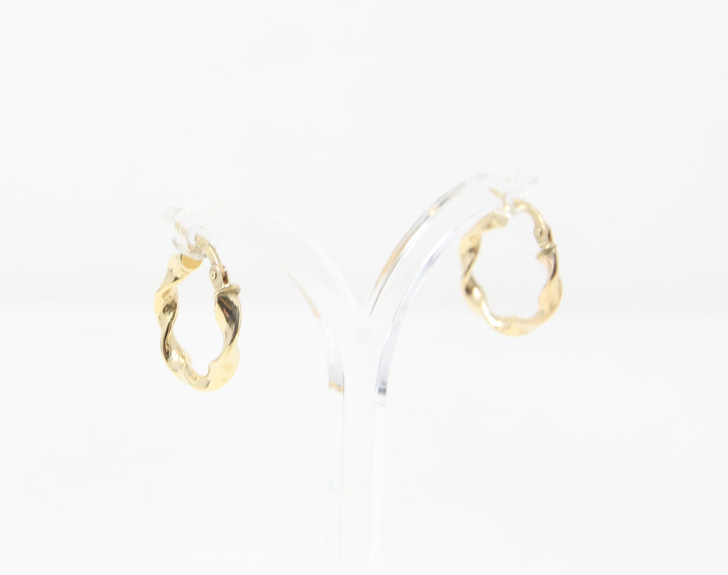 Vintage Hallmarked Solid 9ct 9k Gold Twisted Hoop Earrings Hoops