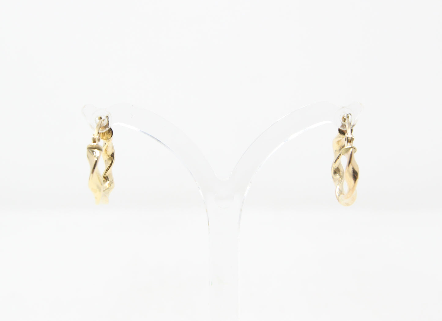 Vintage Hallmarked Solid 9ct 9k Gold Twisted Hoop Earrings Hoops