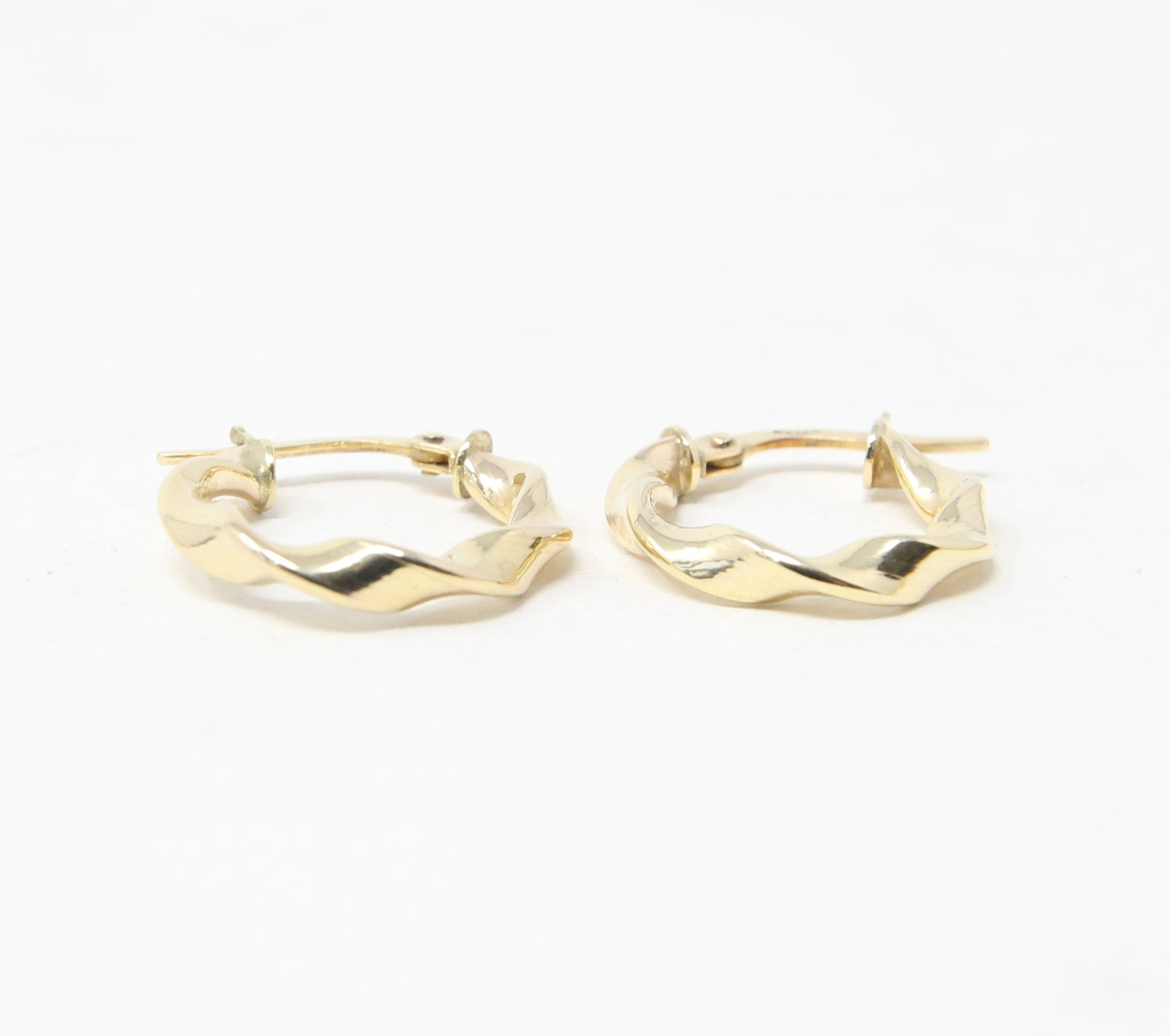 Vintage Hallmarked Solid 9ct 9k Gold Twisted Hoop Earrings Hoops