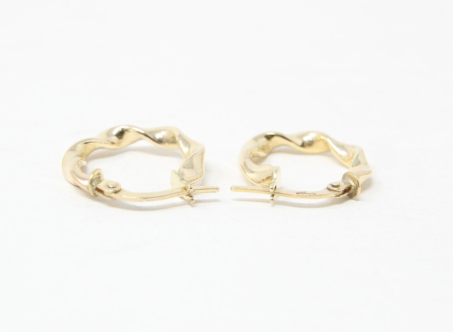 Vintage Hallmarked Solid 9ct 9k Gold Twisted Hoop Earrings Hoops