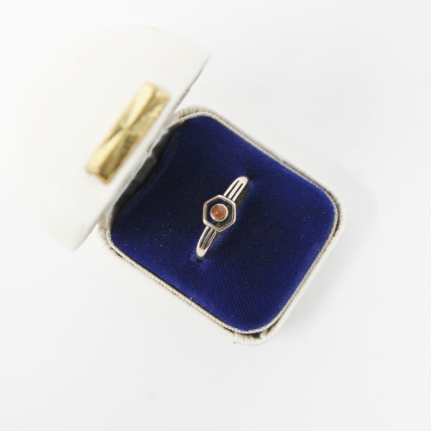 Antique Art Deco Solid 9ct 9k Gold Carnelian Target Ring Size M
