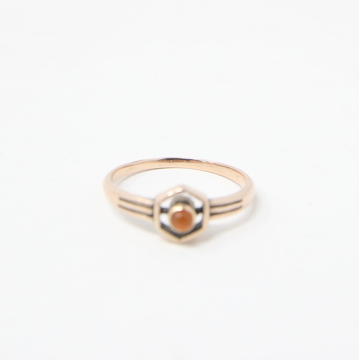 Antique Art Deco Solid 9ct 9k Gold Carnelian Target Ring Size M