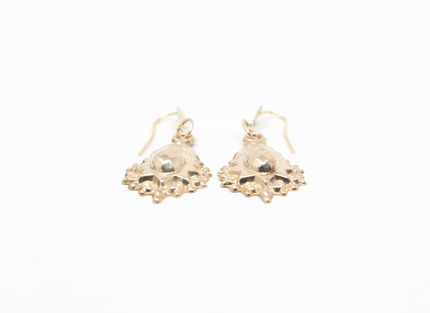 Vintage Solid 9ct 9k Gold Victorian Etruscan Style Hook Drop Earrings