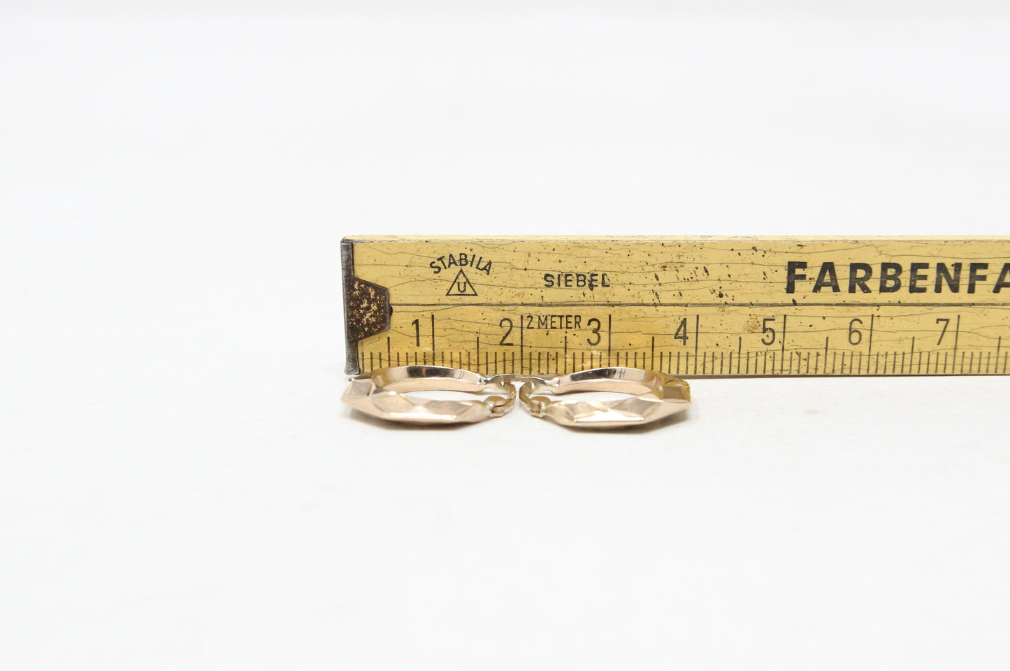 Vintage Hallmarked Solid 9ct 9k Gold Octagon Patterned Hoop Earrings Hoops