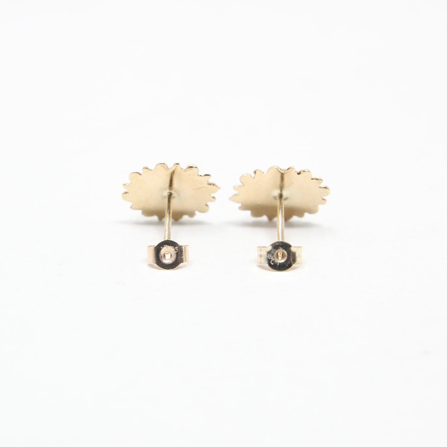 Vintage 1979 Hallmarked Solid 9ct 9k Gold Moss Agate Sun Burst Stud Earrings