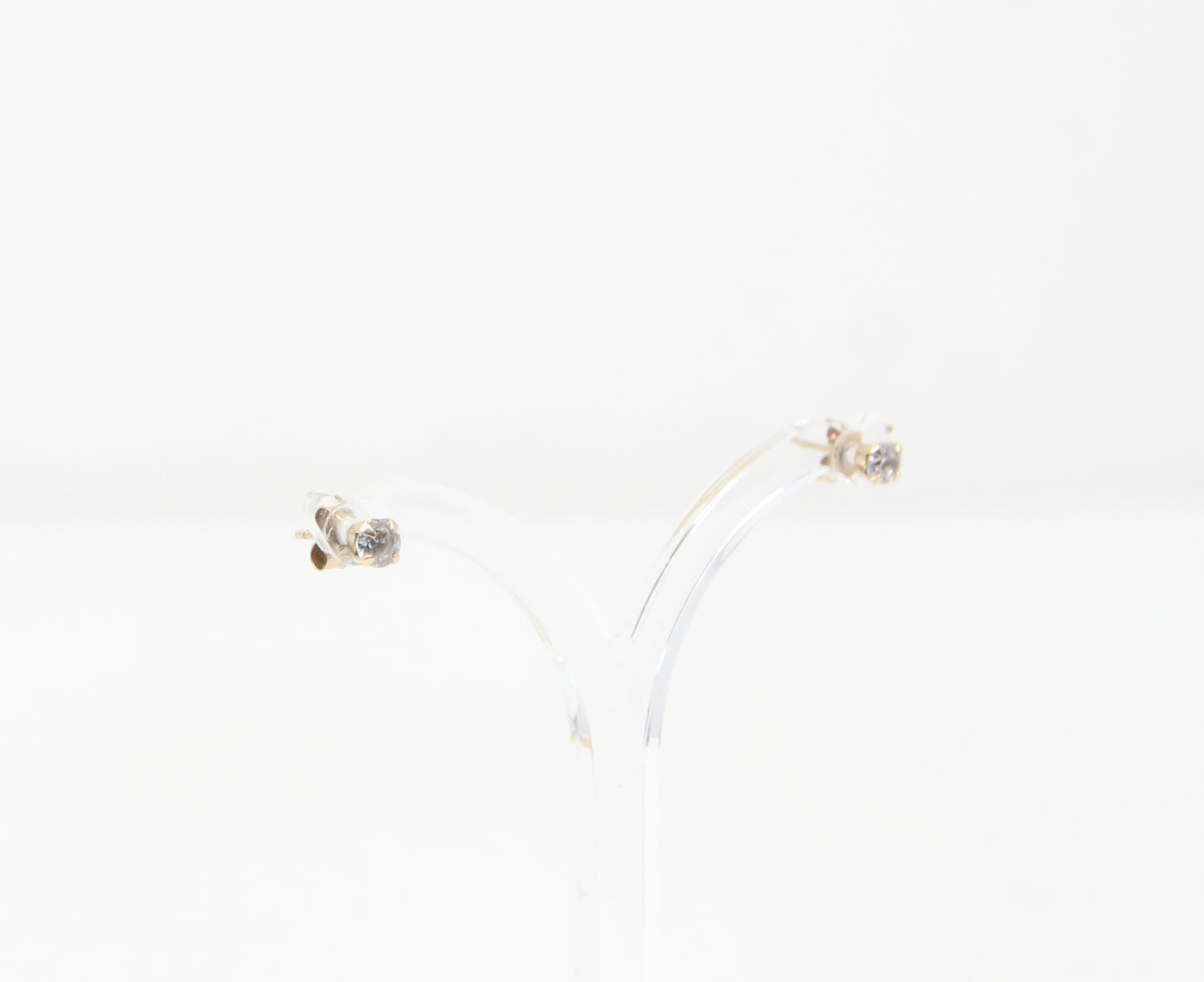 Vintage Hallmarked Solid 9ct 9k Gold Glass Crystal Stud Earrings