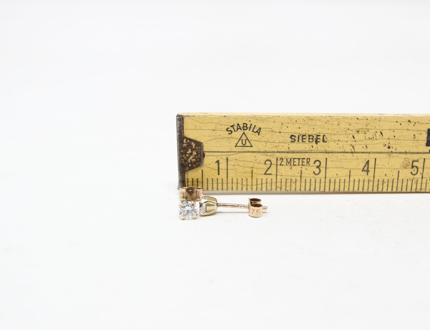 Vintage Hallmarked Solid 9ct 9k Gold Glass Crystal Stud Earrings