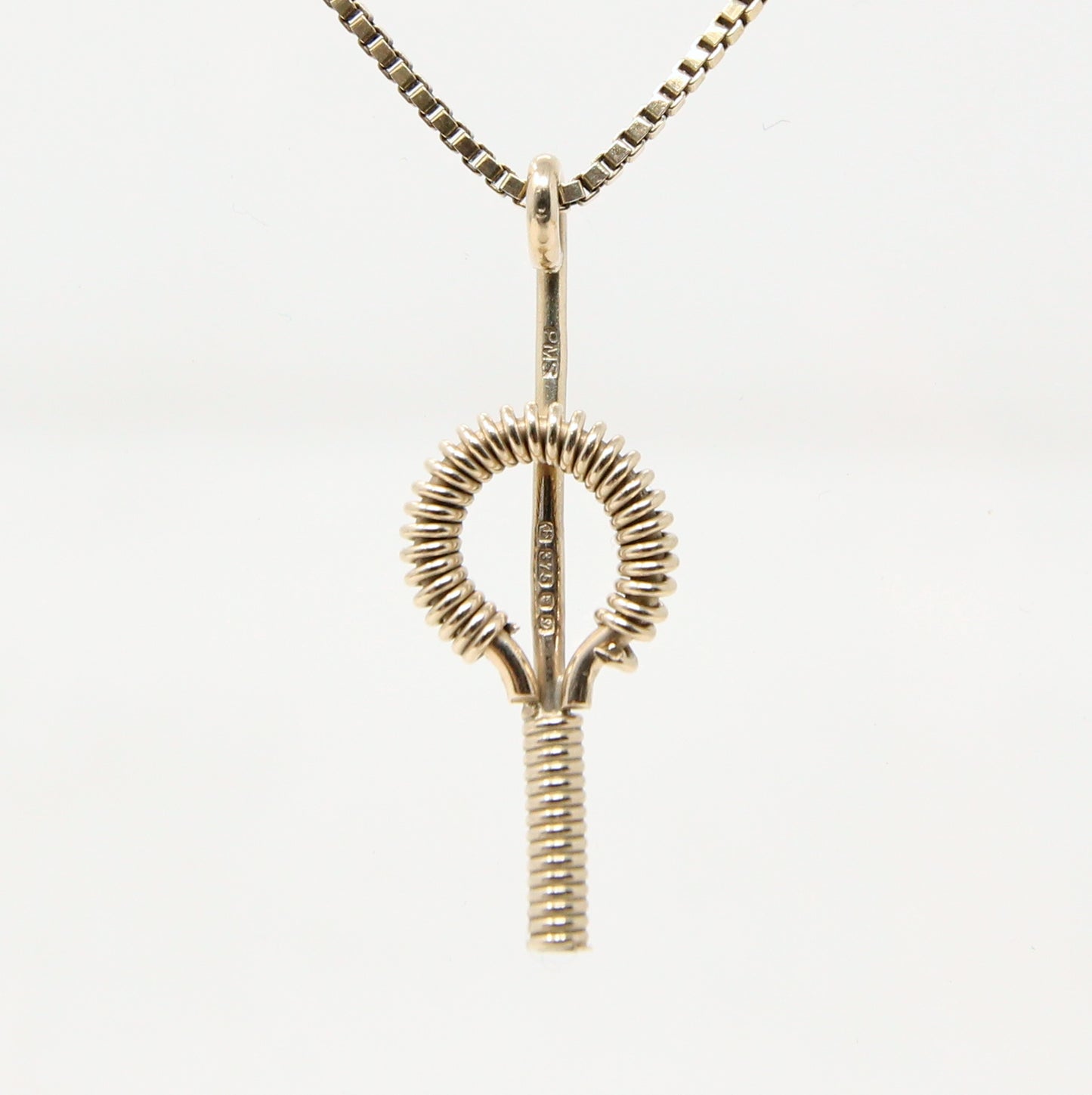 Vintage 1978 English Hallmarked Solid 9ct Gold Modernist Key Pendant