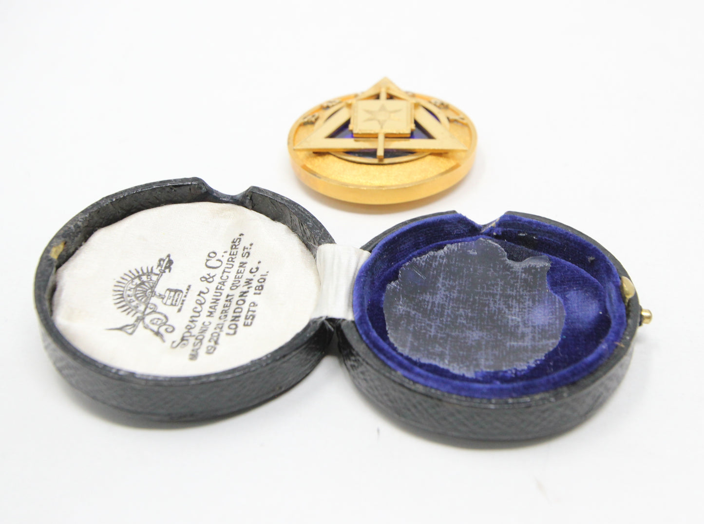 Antique Spencer & Co Masonic Masons Surrey Collar Jewel Ornament Medal Pendant in Box