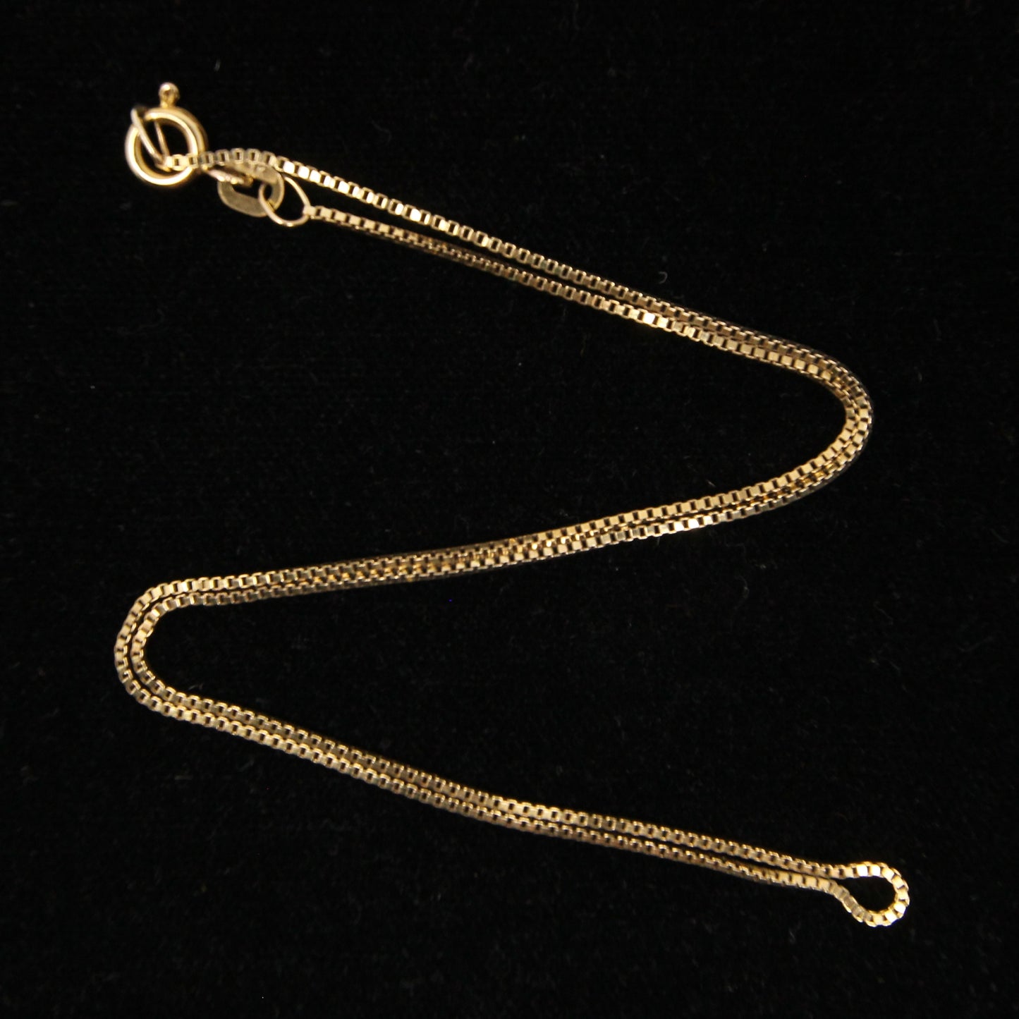 Vintage 1978 Hallmarked Solid 9ct 9k Gold Box Chain Necklace 14.5''