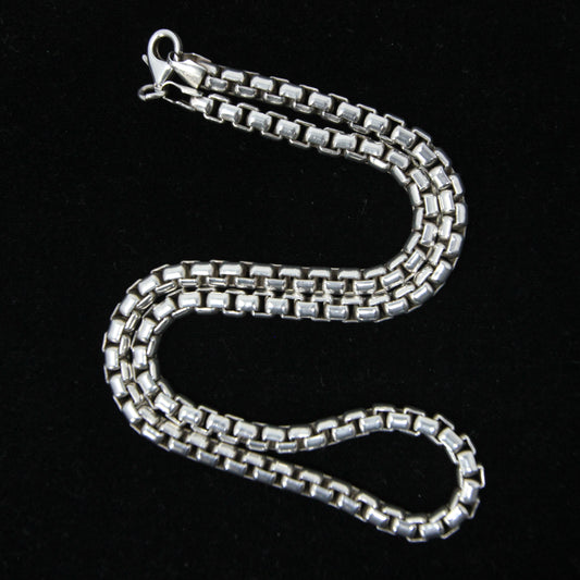 Vintage Italy Hallmarked Solid Sterling Silver 925 Box Biker Snake Chain Necklace 18'' 57g