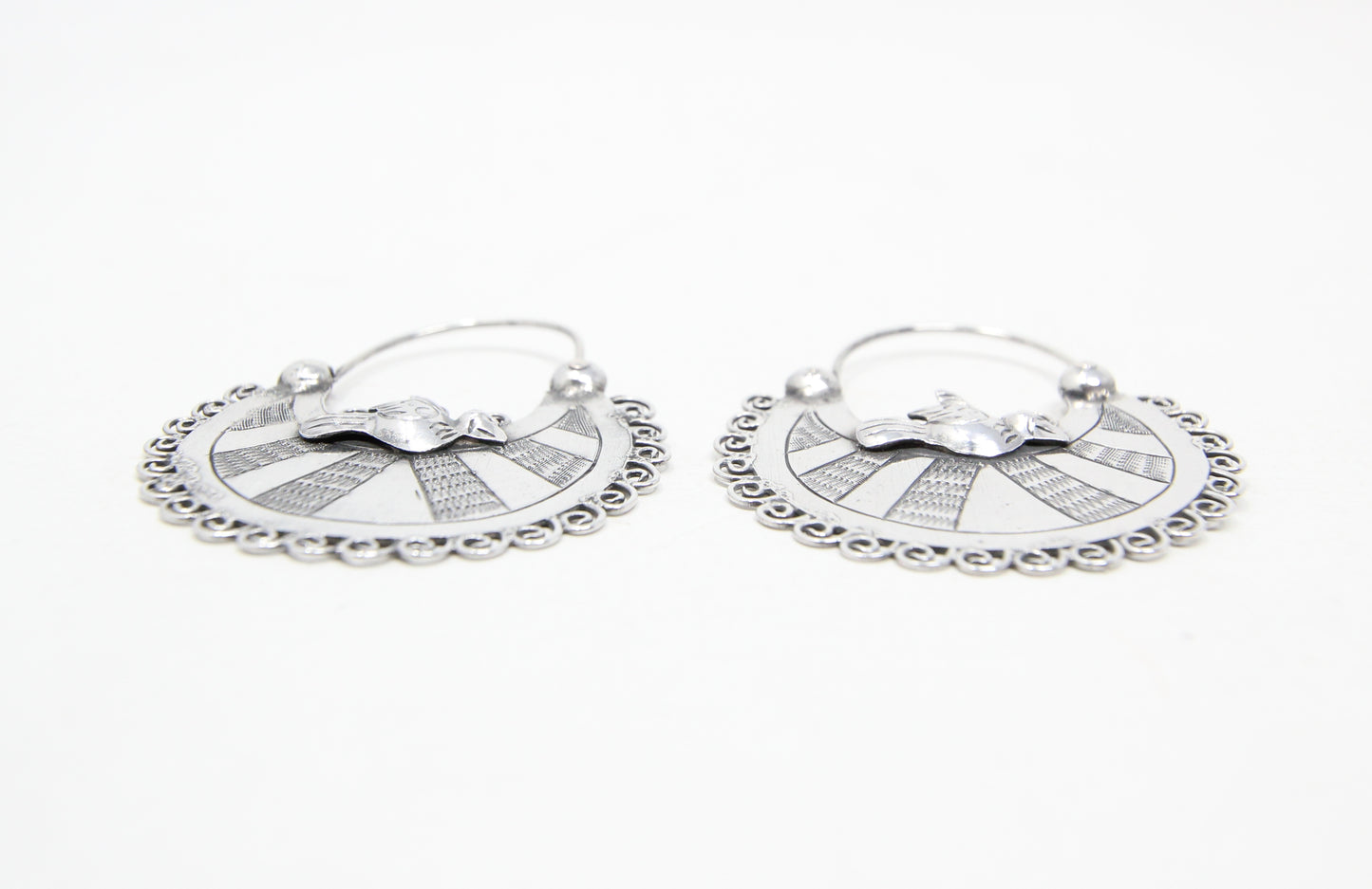 Vintage Hallmarked Solid Sterling Silver Large Bird Handbag Hoop Earrings Hoops 8g