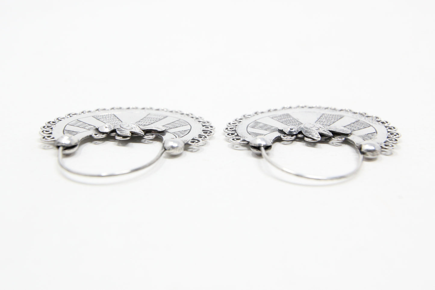 Vintage Hallmarked Solid Sterling Silver Large Bird Handbag Hoop Earrings Hoops 8g