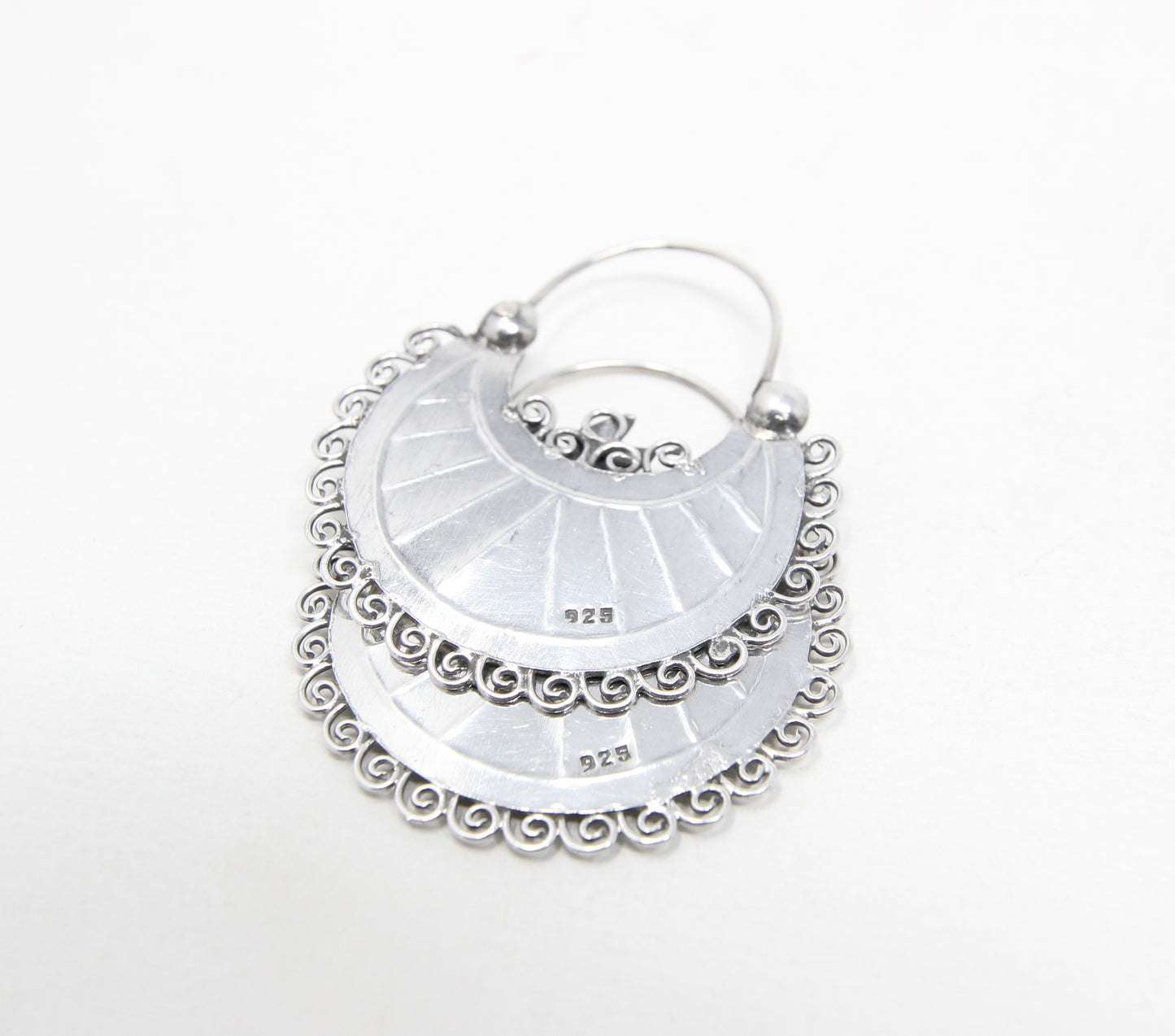 Vintage Hallmarked Solid Sterling Silver Large Bird Handbag Hoop Earrings Hoops 8g