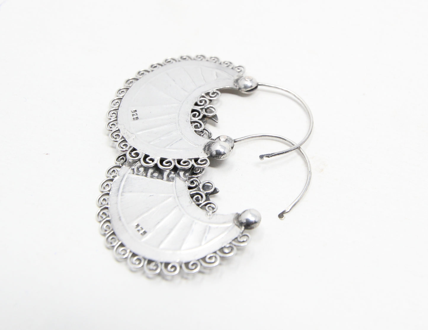 Vintage Hallmarked Solid Sterling Silver Large Bird Handbag Hoop Earrings Hoops 8g