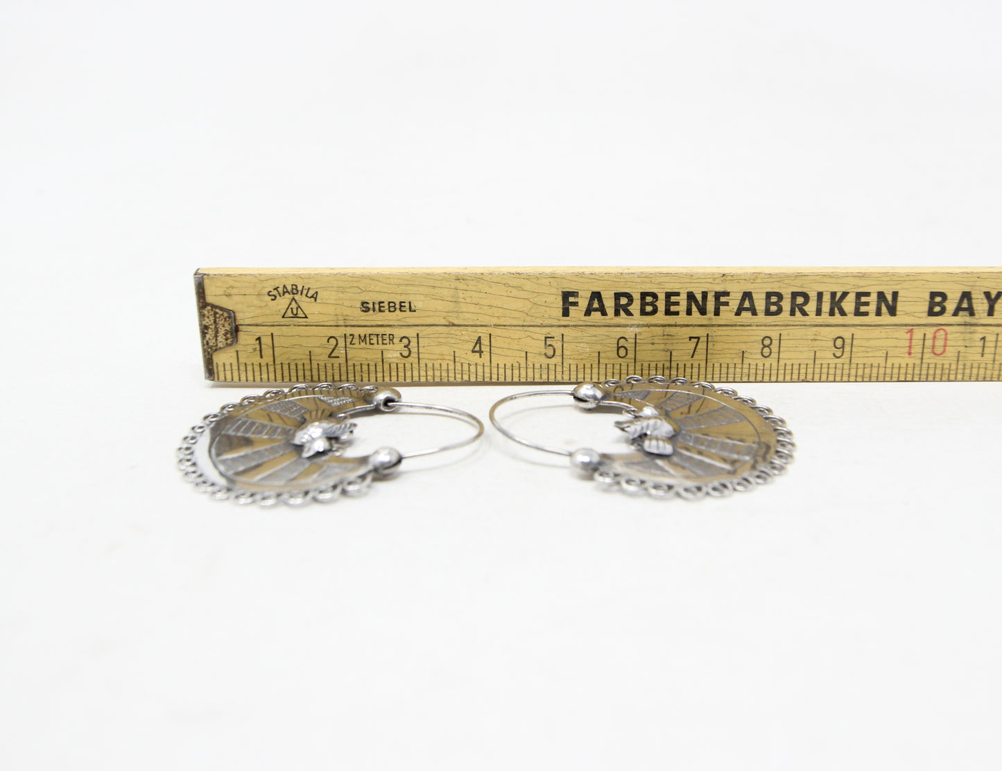 Vintage Hallmarked Solid Sterling Silver Large Bird Handbag Hoop Earrings Hoops 8g