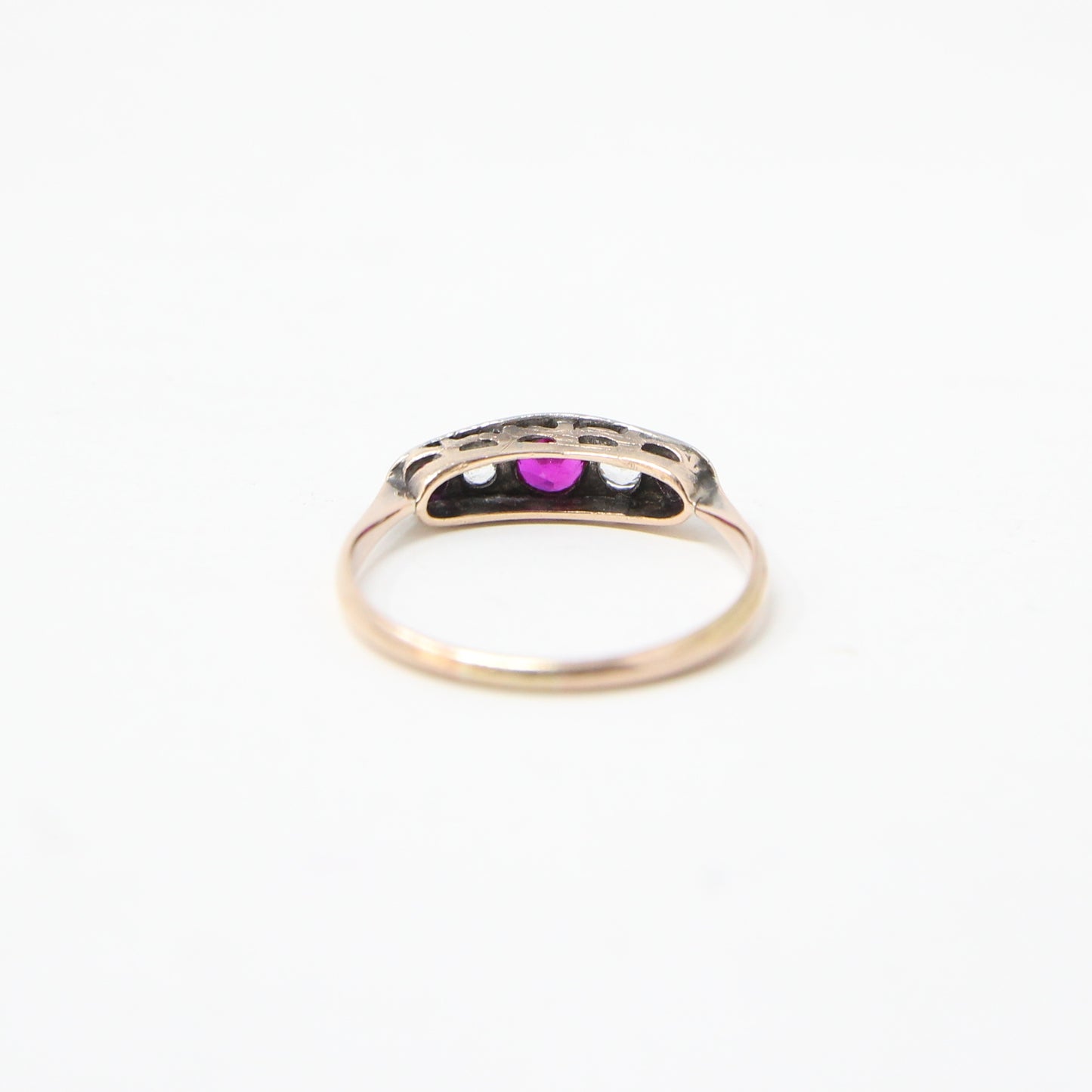 Antique Art Deco Hallmarked Solid 9ct 9k Gold Ruby Paste Boat Ring Size N 1/2