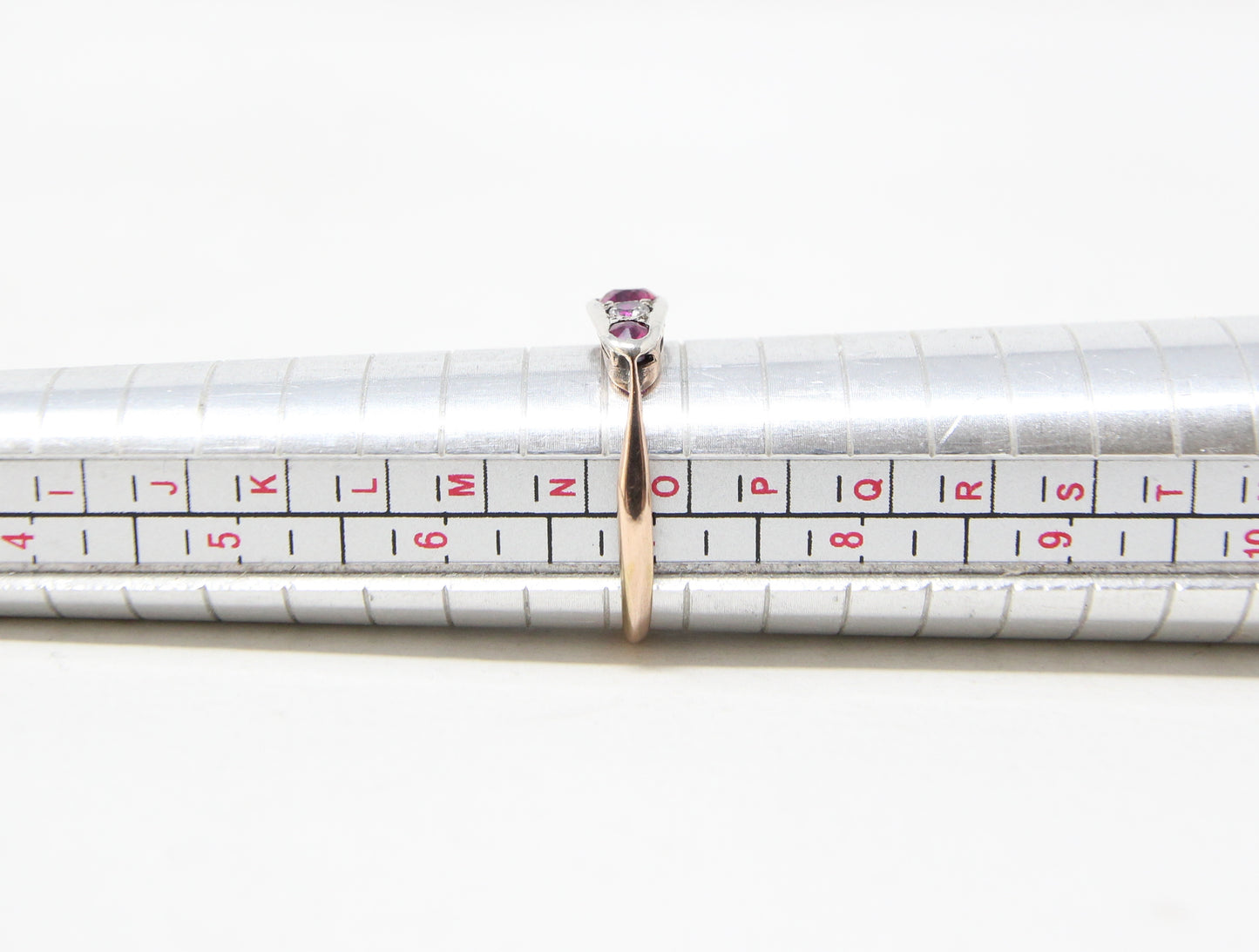 Antique Art Deco Hallmarked Solid 9ct 9k Gold Ruby Paste Boat Ring Size N 1/2