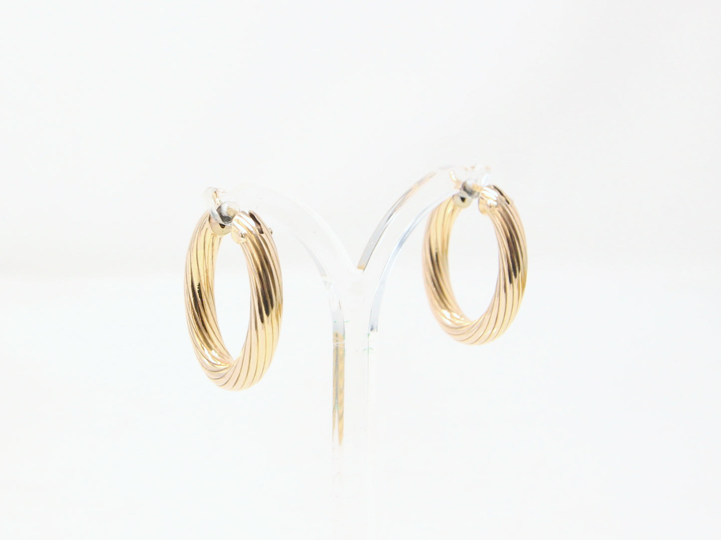 Vintage 1998 Hallmarked Solid 9ct 9k Gold Chubby Oval Twisted Hoop Earrings Hoops 3.5g
