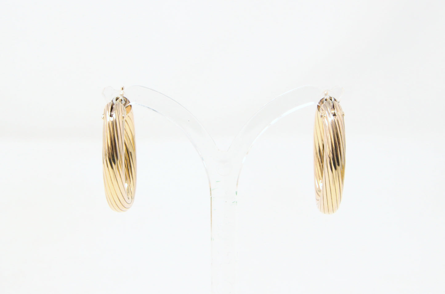 Vintage 1998 Hallmarked Solid 9ct 9k Gold Chubby Oval Twisted Hoop Earrings Hoops 3.5g