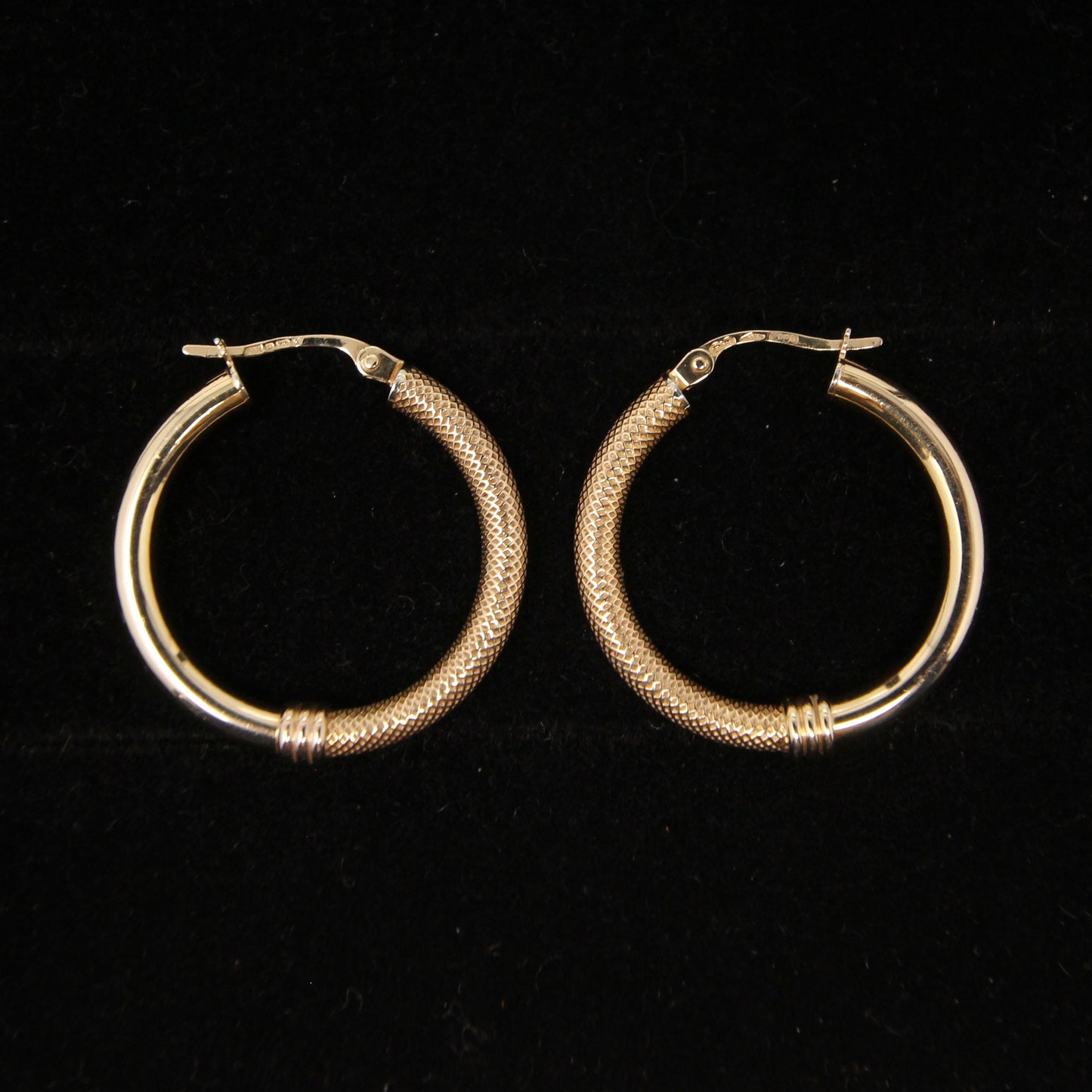 Vintage UnoAErre 1997 Hallmarked Solid 9ct 9k Gold Waffle Hoop Earrings Hoops 2.5g