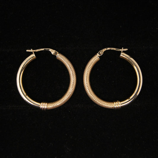 Vintage UnoAErre 1997 Hallmarked Solid 9ct 9k Gold Waffle Hoop Earrings Hoops 2.5g