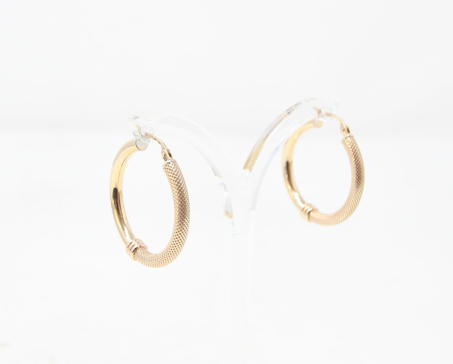 Vintage UnoAErre 1997 Hallmarked Solid 9ct 9k Gold Waffle Hoop Earrings Hoops 2.5g