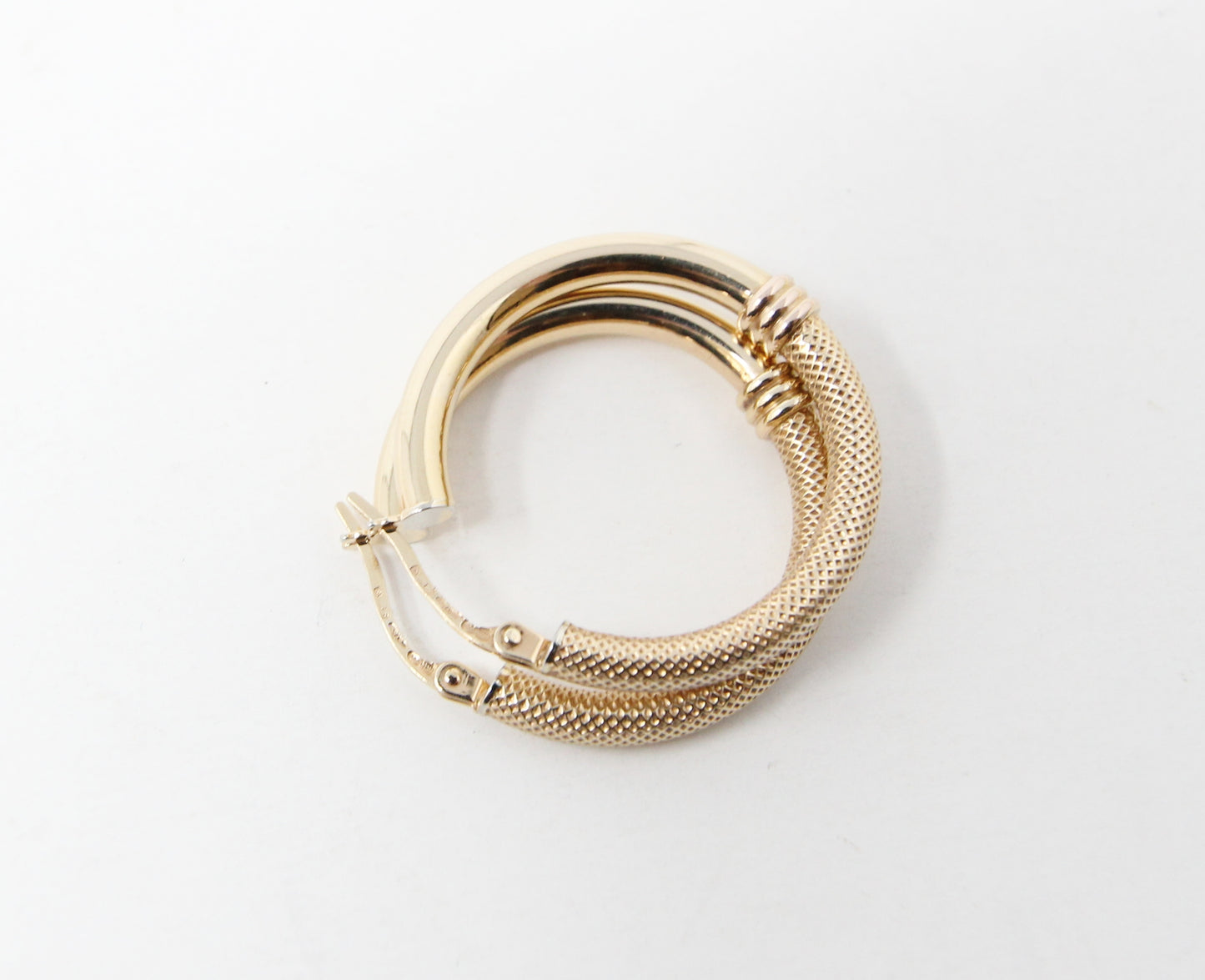 Vintage UnoAErre 1997 Hallmarked Solid 9ct 9k Gold Waffle Hoop Earrings Hoops 2.5g