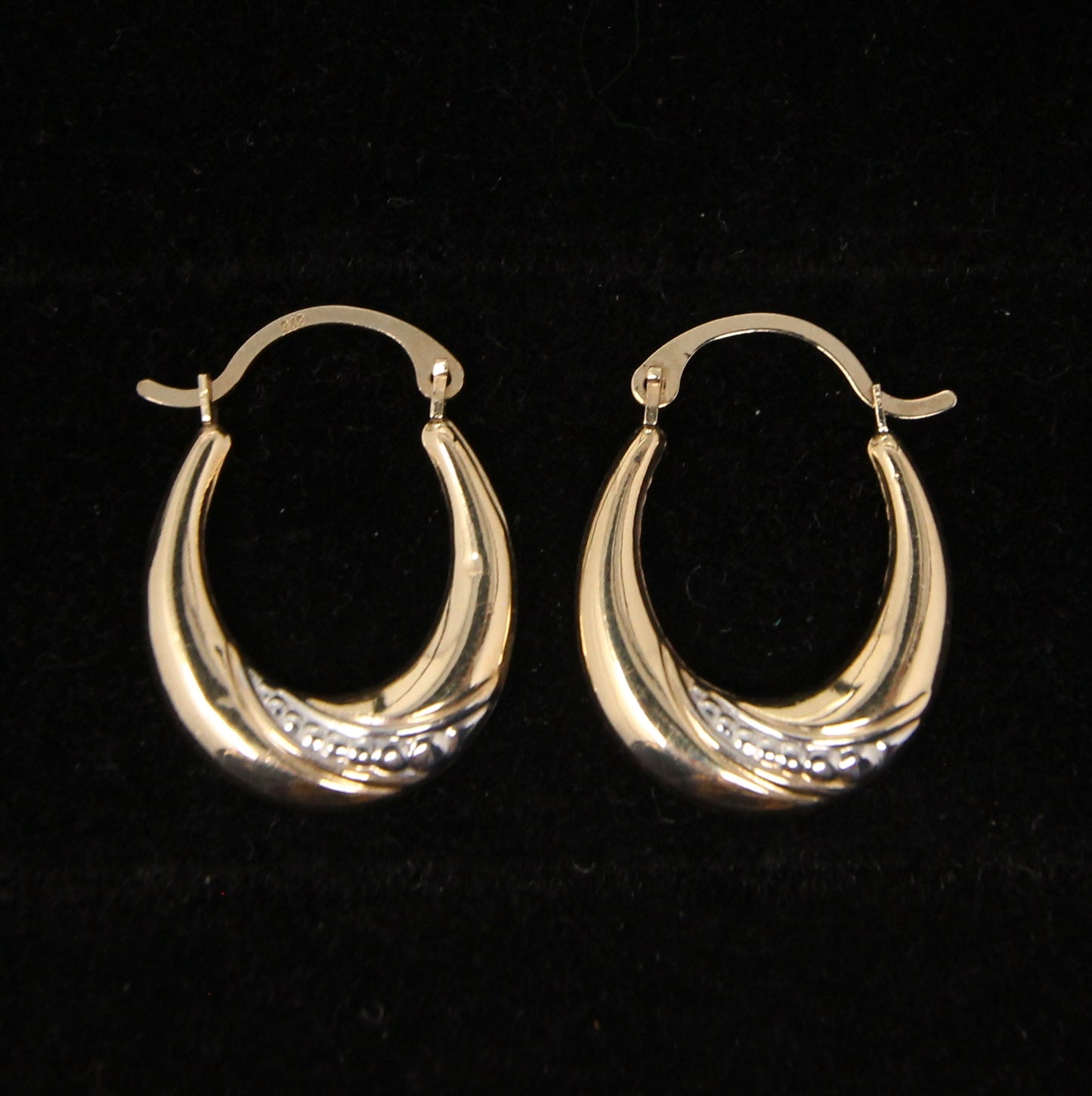Vintage Hallmarked Solid 9ct 9k Gold Oval Hoop Earrings Hoops