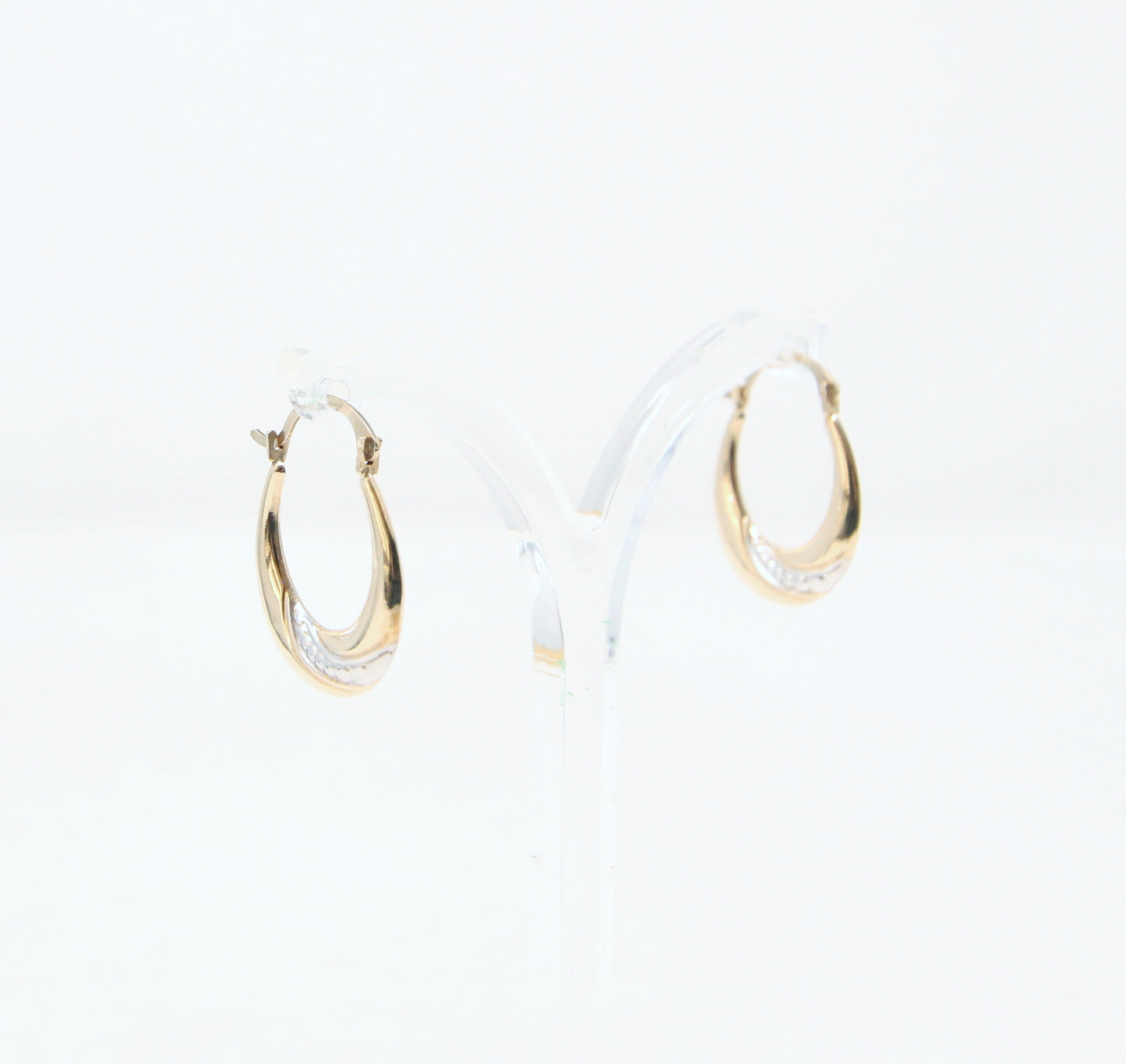 Vintage Hallmarked Solid 9ct 9k Gold Oval Hoop Earrings Hoops