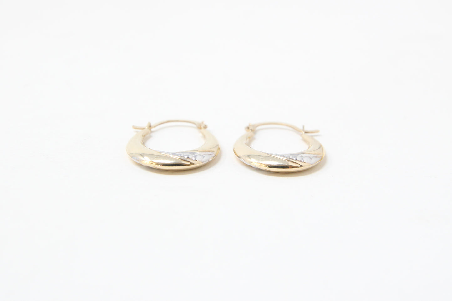 Vintage Hallmarked Solid 9ct 9k Gold Oval Hoop Earrings Hoops