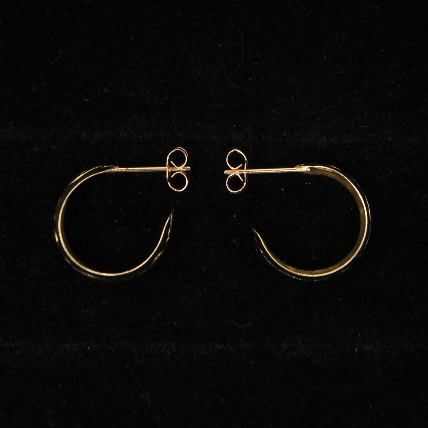 Vintage Solid 9ct 9k Gold Round Half Hoop Stud Earrings Hoops