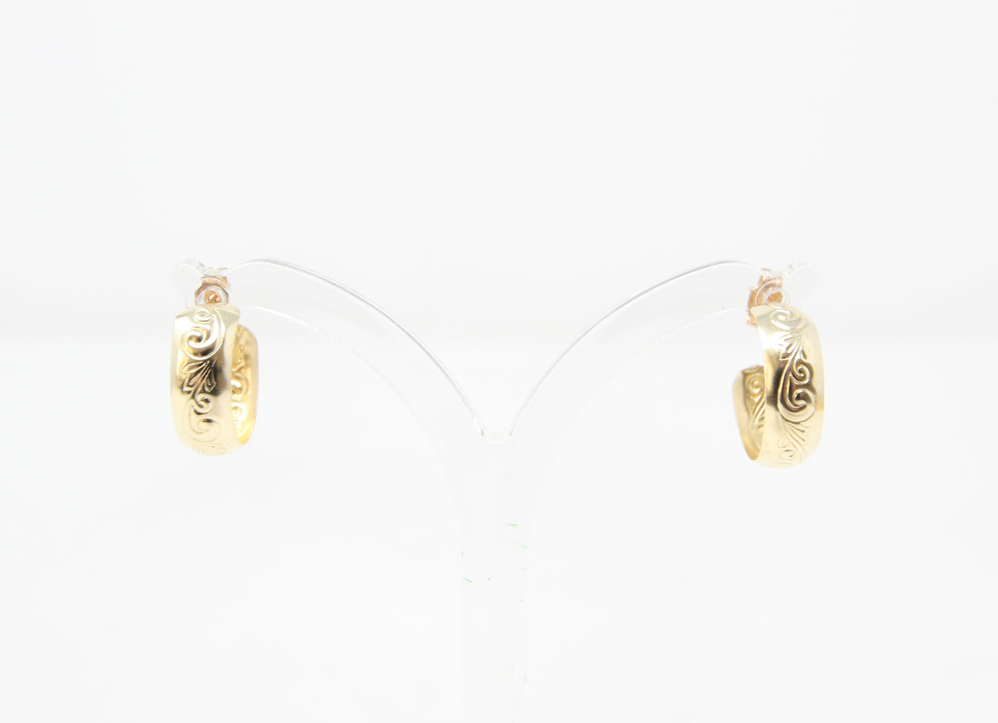 Vintage Solid 9ct 9k Gold Round Half Hoop Stud Earrings Hoops