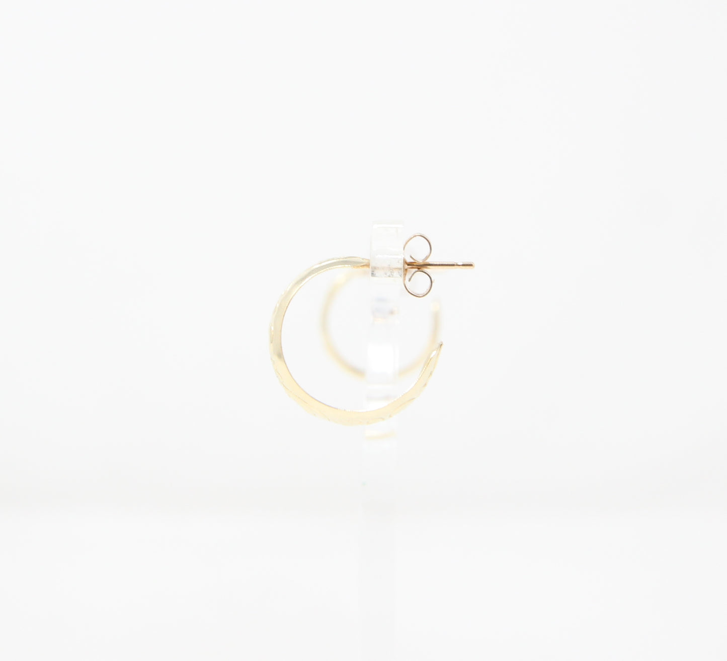 Vintage Solid 9ct 9k Gold Round Half Hoop Stud Earrings Hoops