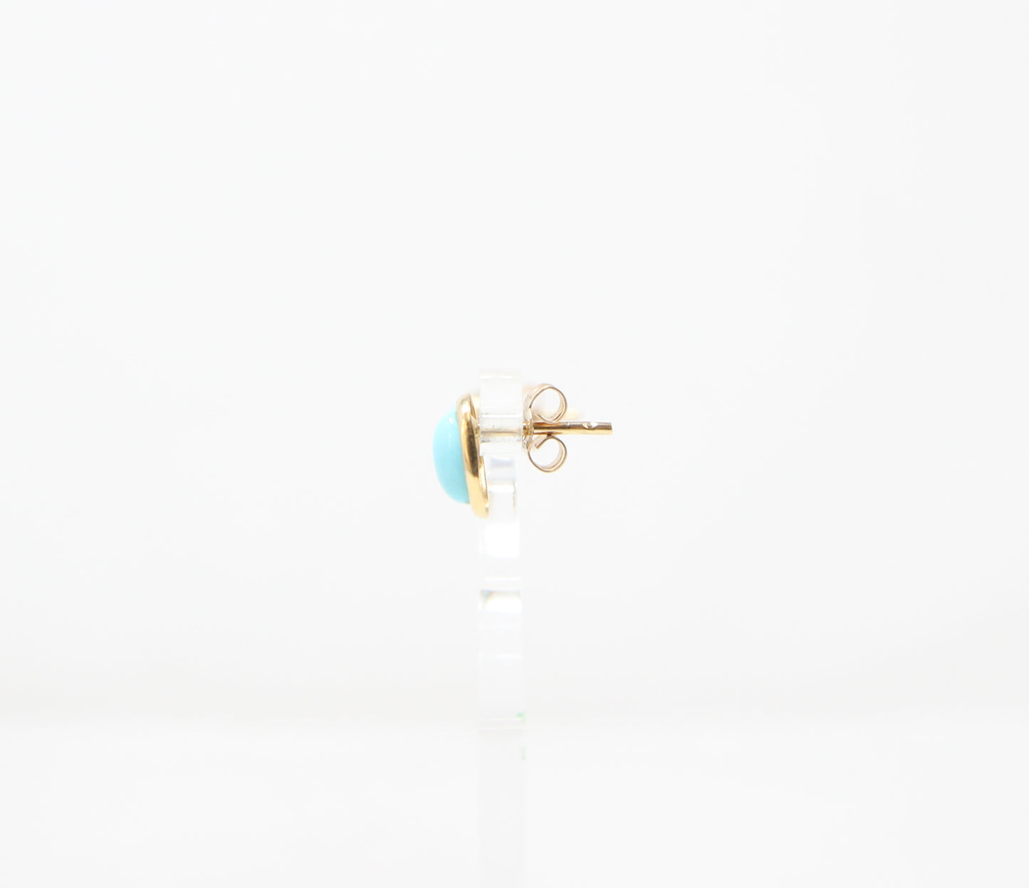 Vintage Hallmarked Solid 9ct 9k Gold Oval Turquoise Stud Earrings